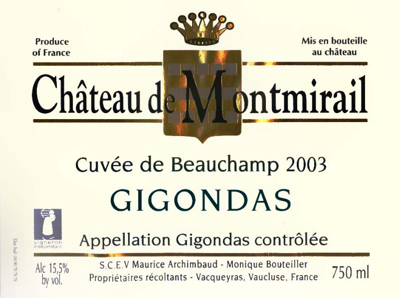 Gigondas-ChMontmirail-Beauchamp 2001.jpg